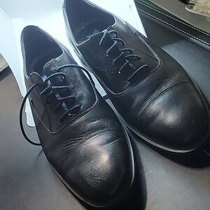 Mephisto Air Relax Cap Toe Black Leather Oxfords Caoutchouc Sole Mens 7.5
